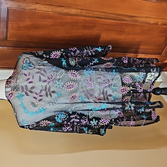 CATHERINES OPEN FRONT CARDIGAN TOP LIGHTWEIGHT OX PURPLE TEAL PINK BLACK - Picture 7 of 9